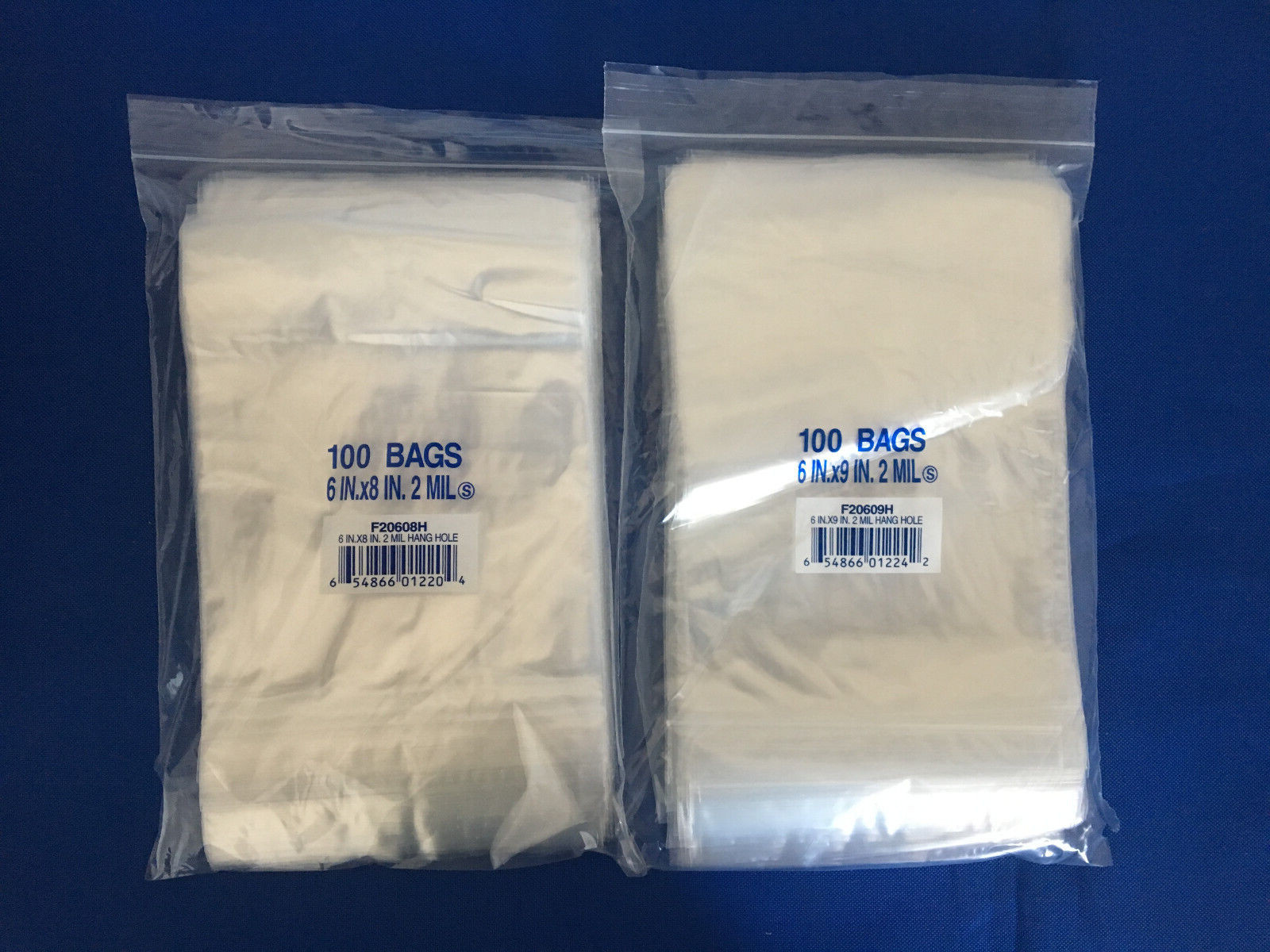 Clear Zipper Zip-Lock Seal Top Reclosable Hang Hole Plastic Poly Bags 2Mil 2-MIL