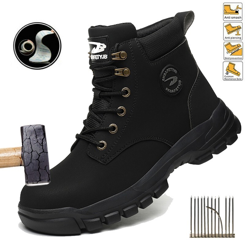 Waterproof Work Boots Men’s Safety Steel Toe Shoes advanced non-slip traction