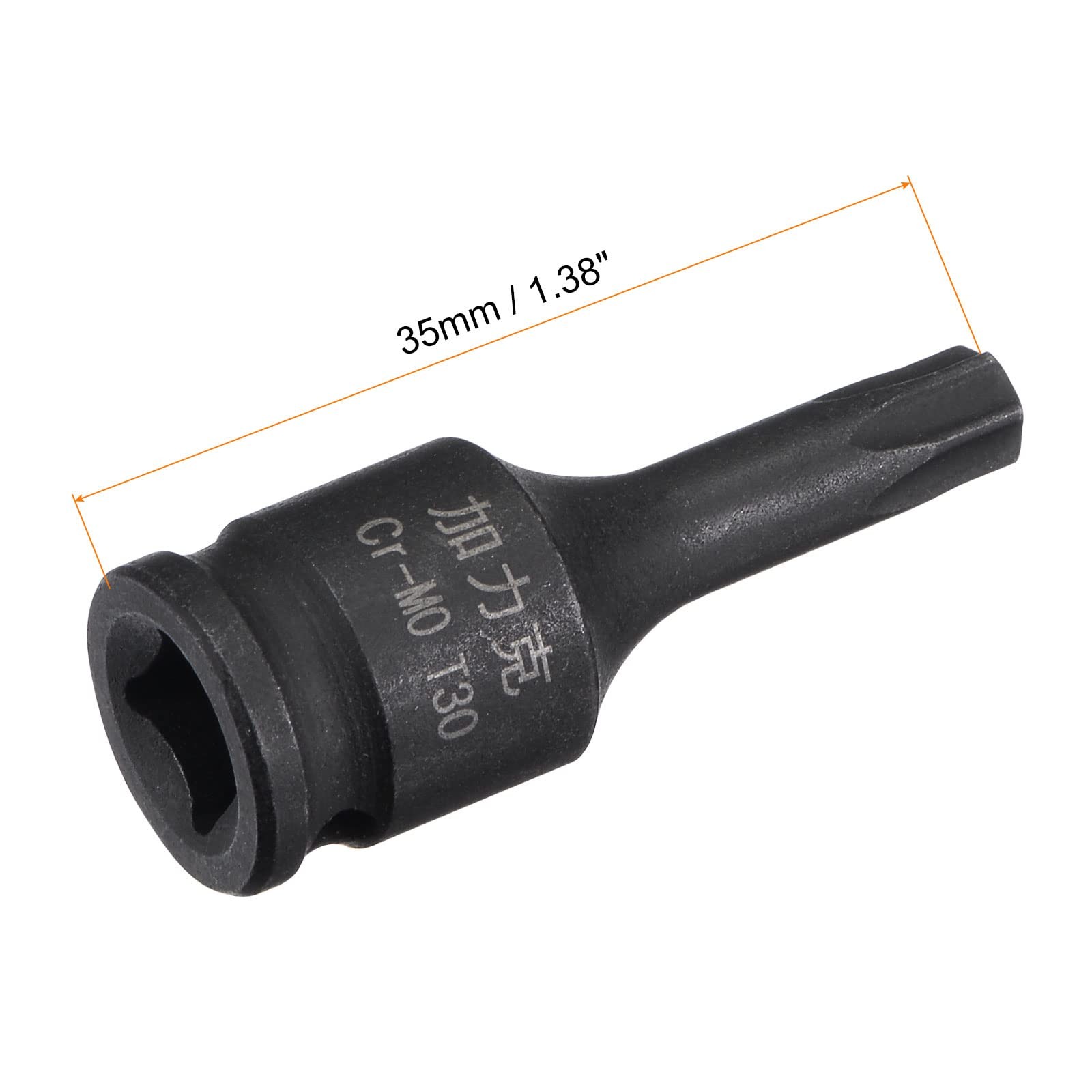 uxcell T30 Impact Torx Bit Socket, 1/4″ Square Drive 35mm Length CR-MO Metric Si