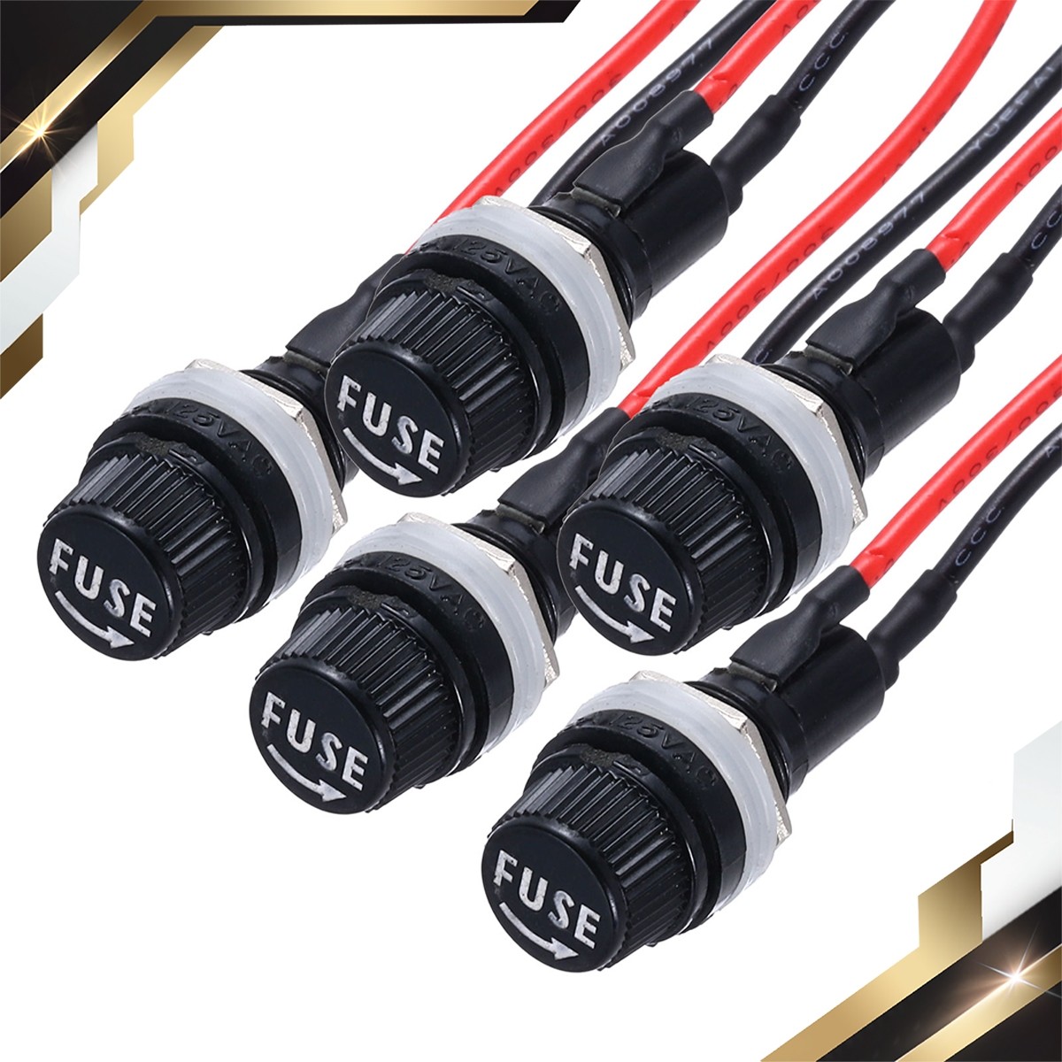 5 Pcs Panel Mount Fuse Holder 5x20mm AC 250V 10A Screw Cap Fuse Holders