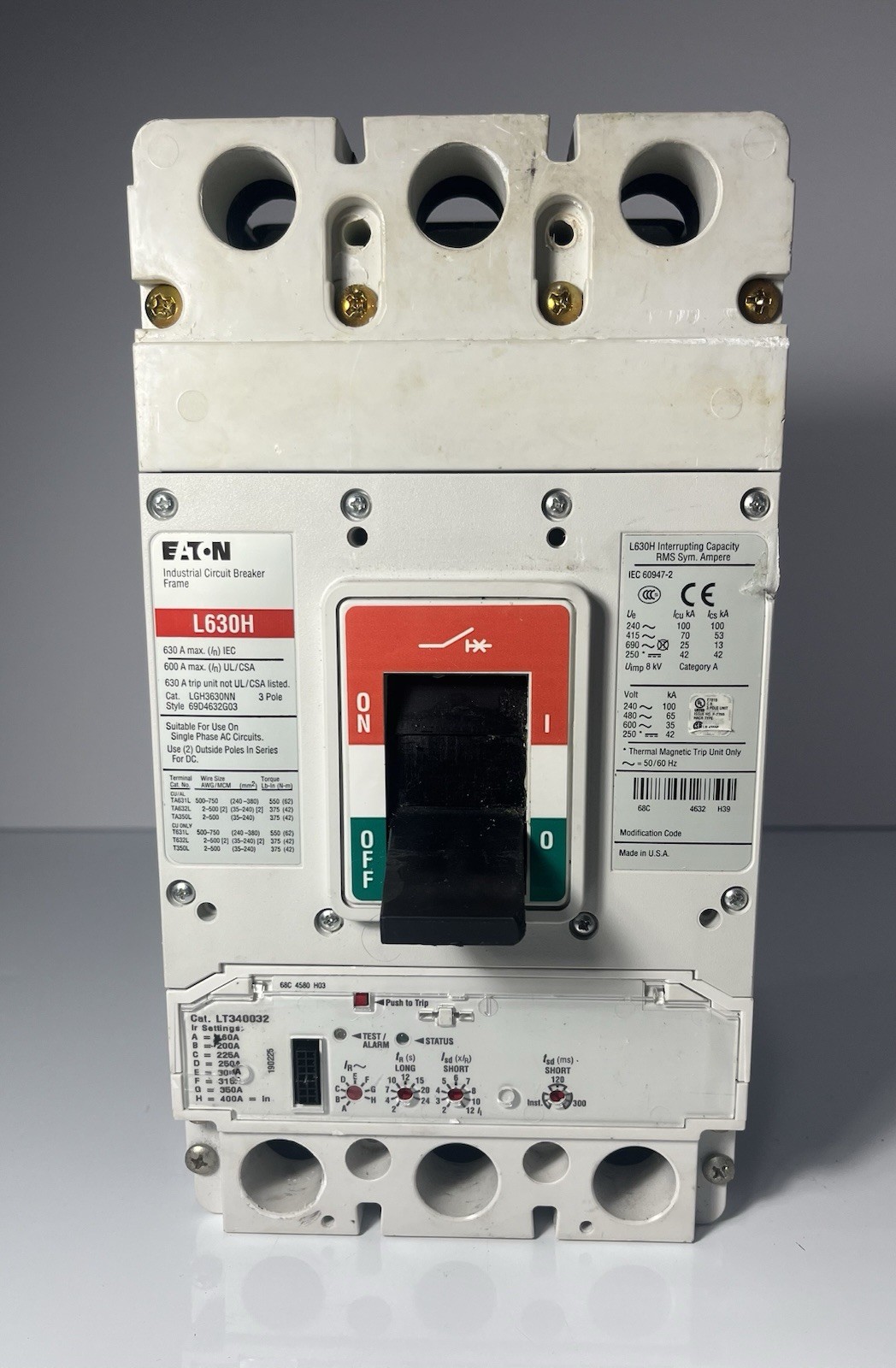 Eaton L630H LGH3630NN 3 Pole 600 Amp 600V Circuit Breaker