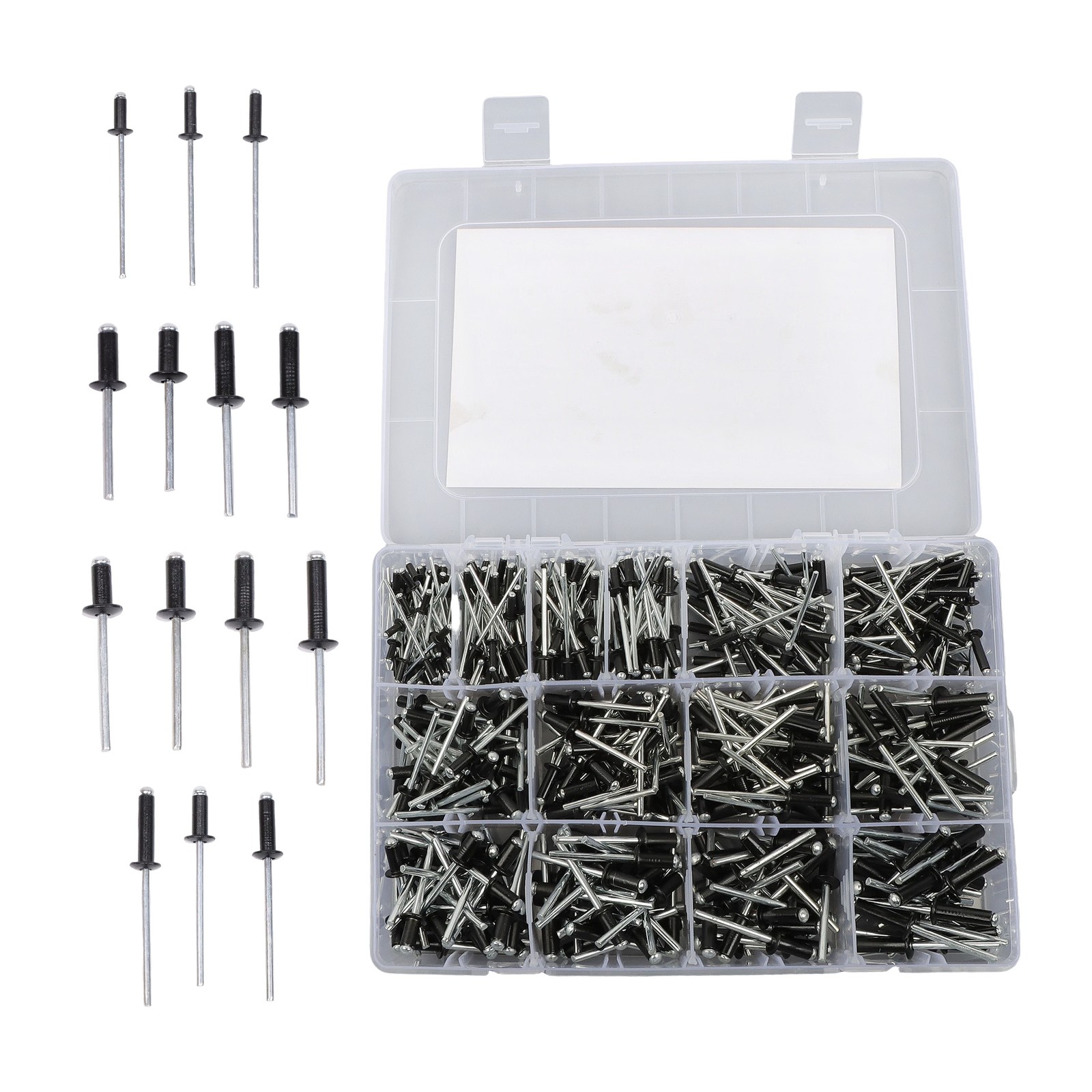500 sets of rivet kits 3/32″ 1/8″ 5/32″ 3/16″ With 14 Standard Sizes W/ a Box