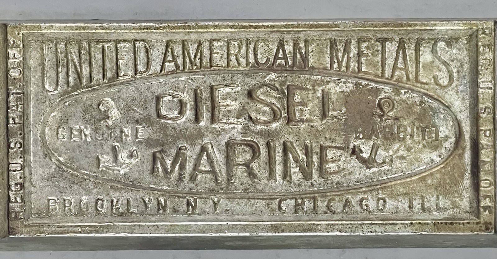 United American Metals Babbitt Ingot Marine Diesel Syracuse Metals 4lbs+ Vintage