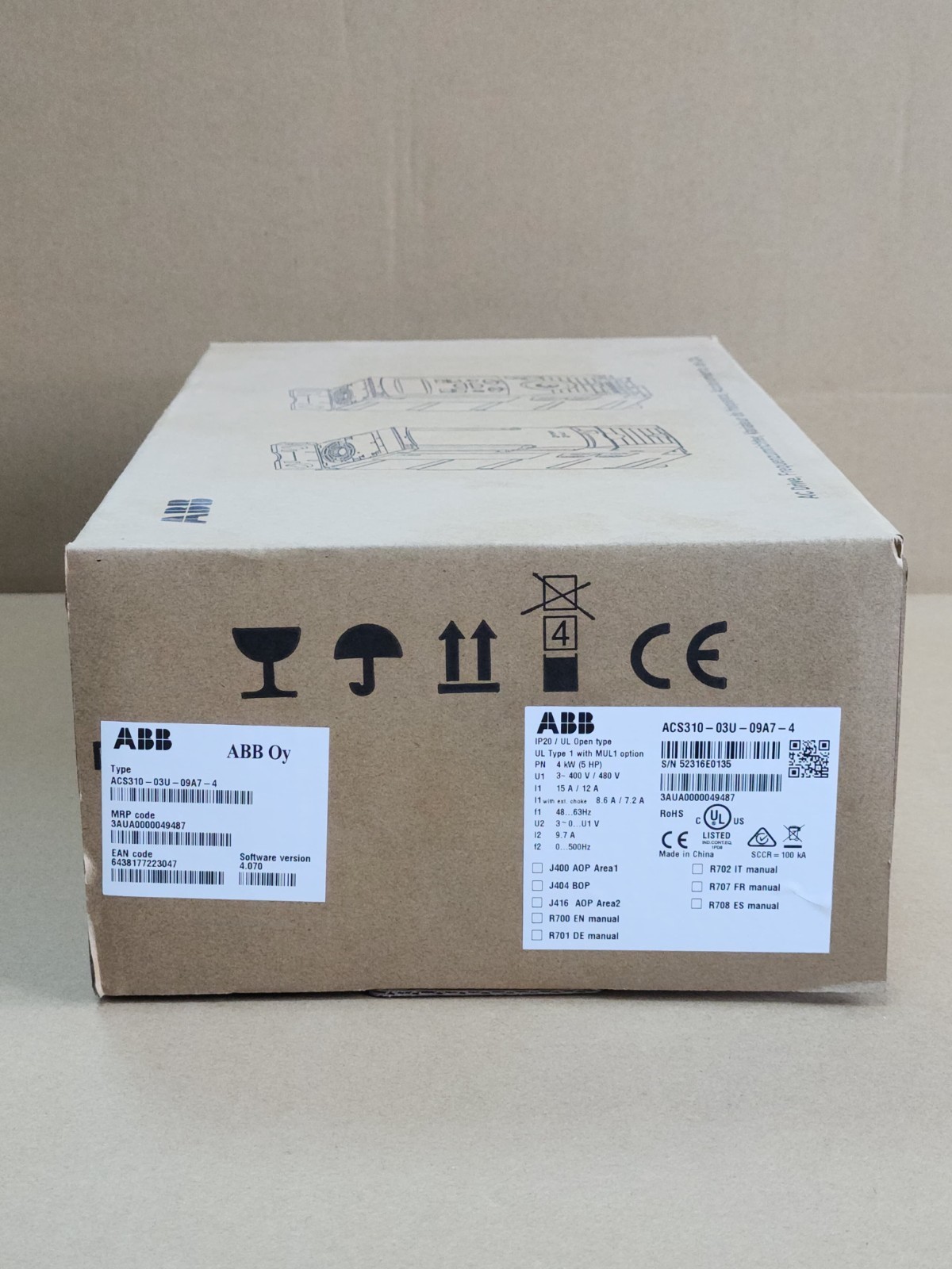 ACS310-03U-09A7-4 ABB ACS310 4KW 440V VFD