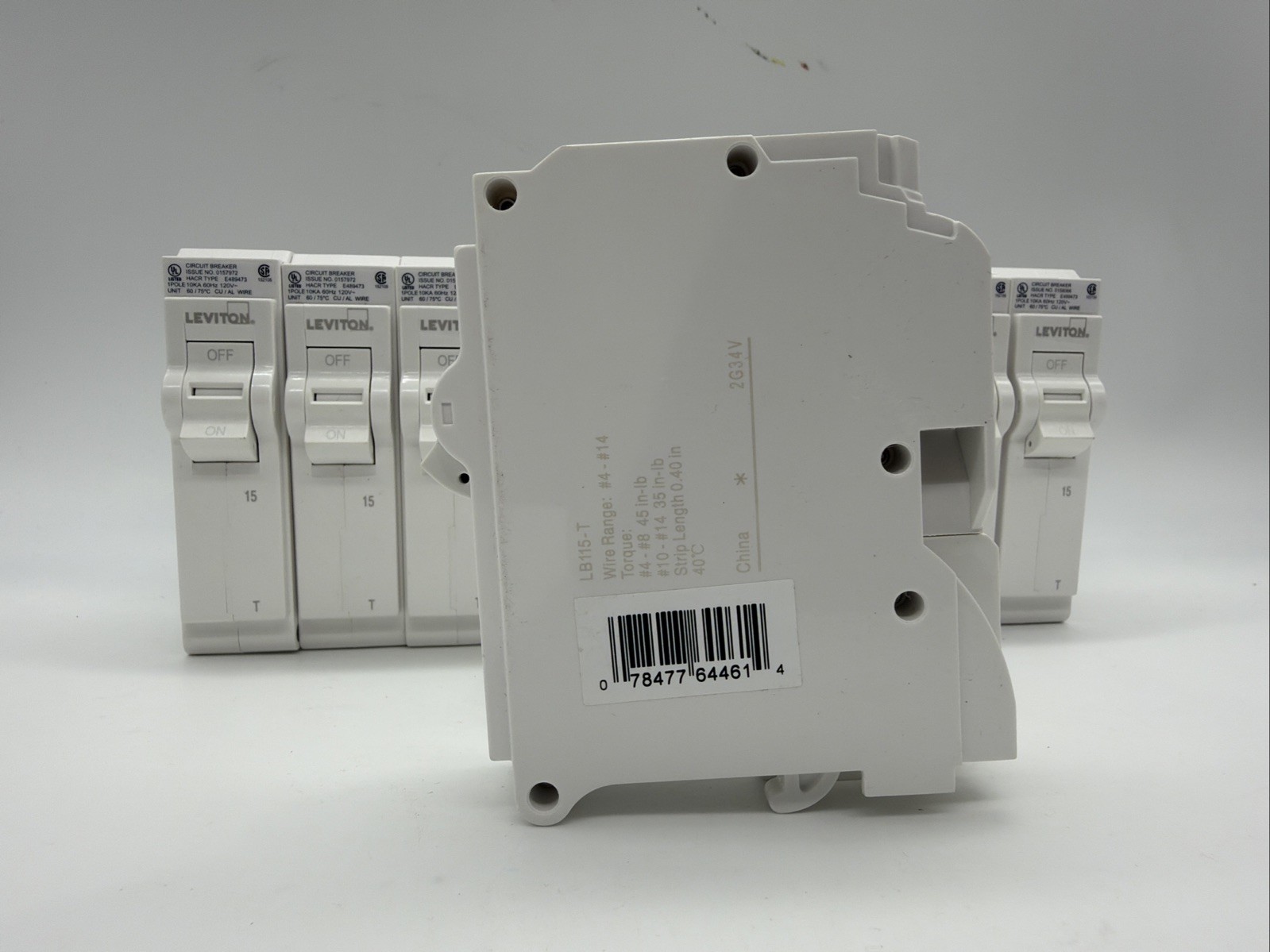10 pcs LB115-T Leviton Standard 1-Pole 20A 120V Thermal Magnetic Circuit Breaker