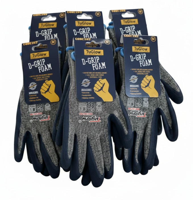 TuGlow D-GRIP FOAM Work Gloves 12 Pairs