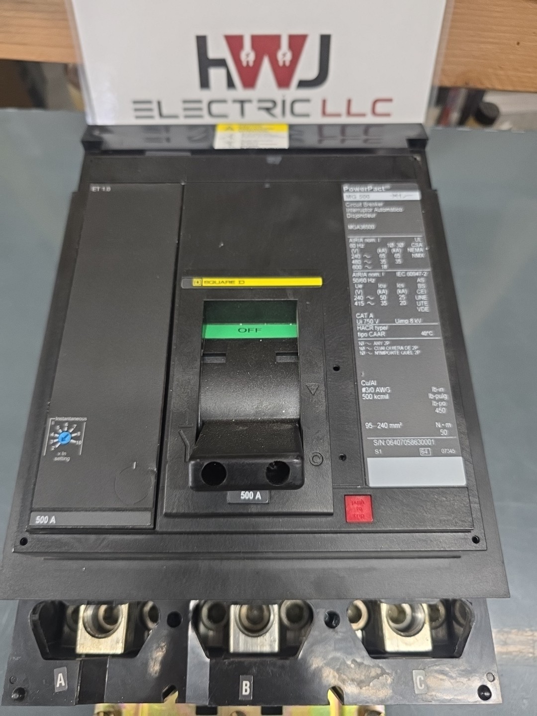 Square D MGA36500 I-Line Circuit Breaker 500A 3P 600V MGA 500 Amp 3 Pole