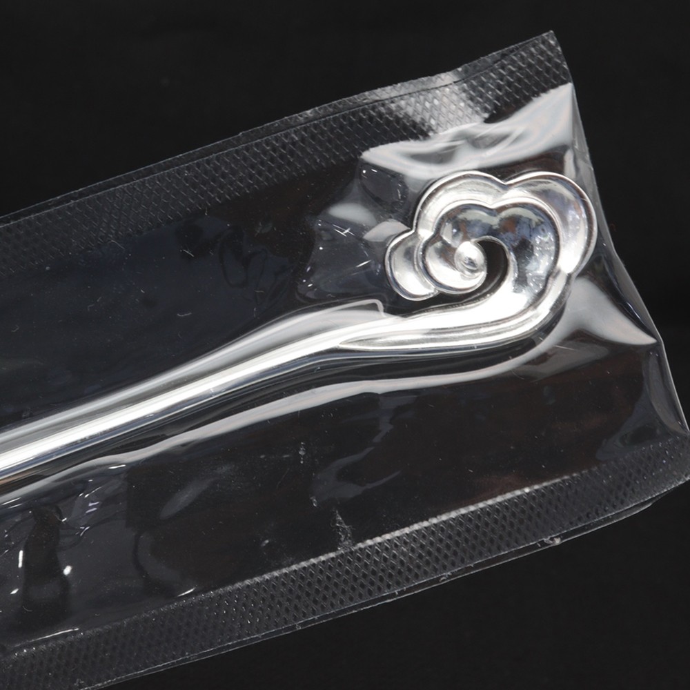 Pure S999 Fine Silver Hairpin Daily Carved Lucky Ruyi Hair Stick 26g 6.8inch