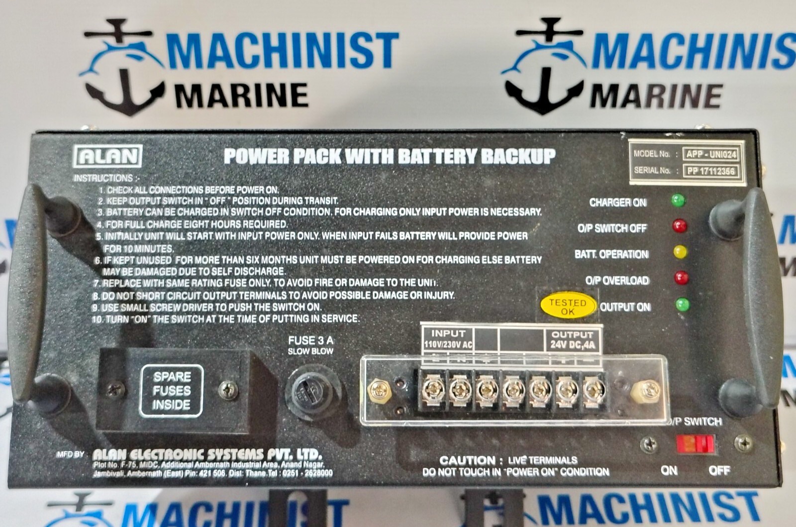 NEW ALAN APP-UNI024 POWERPACK WITH BATTERY BACKUP IN 110V/230V AC OUT 24V DC 4A