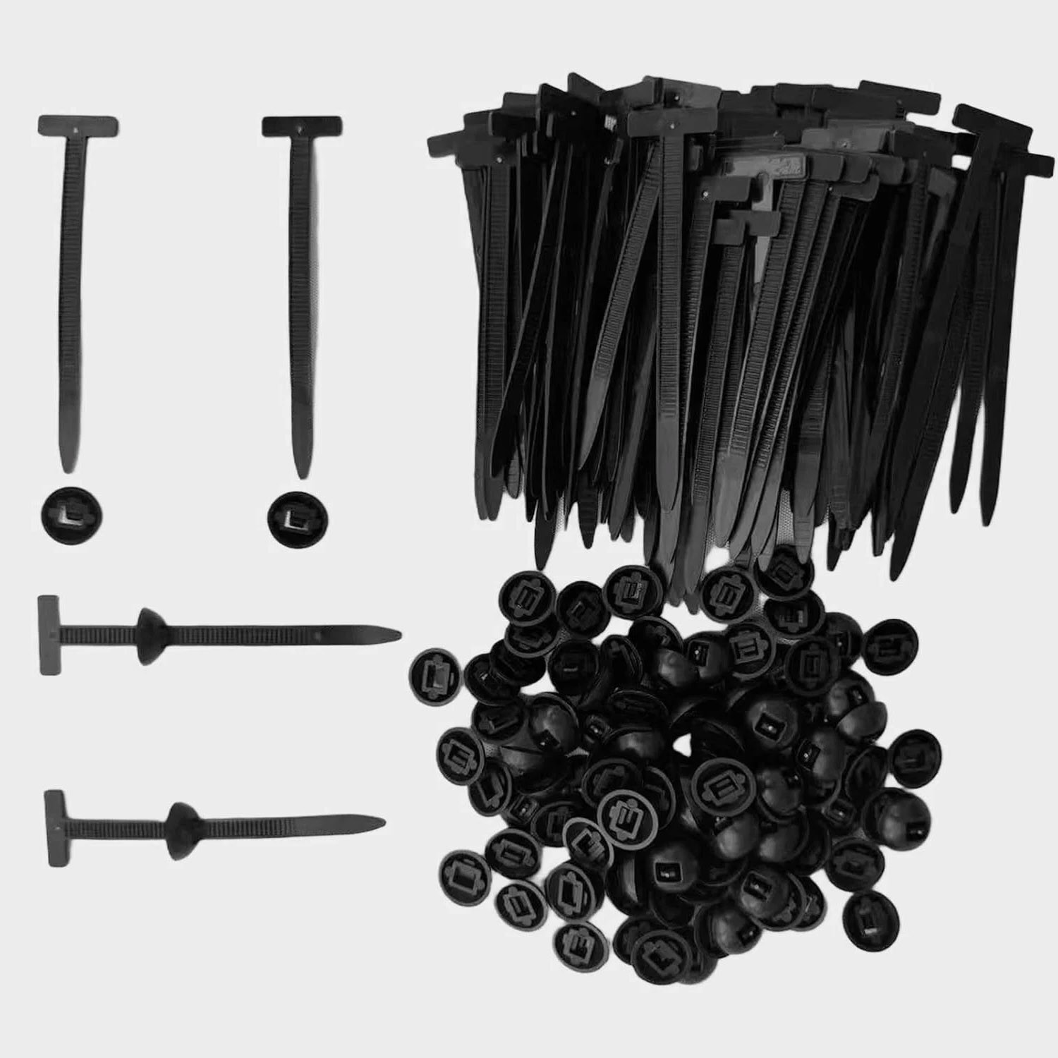 100 PCS Nylon Universal Cable Tie Buckle+Heavy Duty Self-Locking Zip Ties Holder