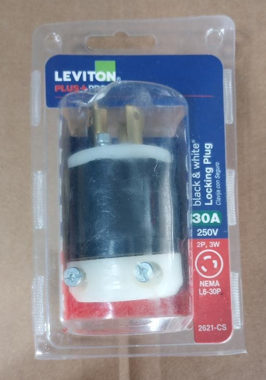 NEW Leviton 2621-CS 250 VAC, 30 A, 0.52 to 0.93″ Cord Locking Plug Free Ship