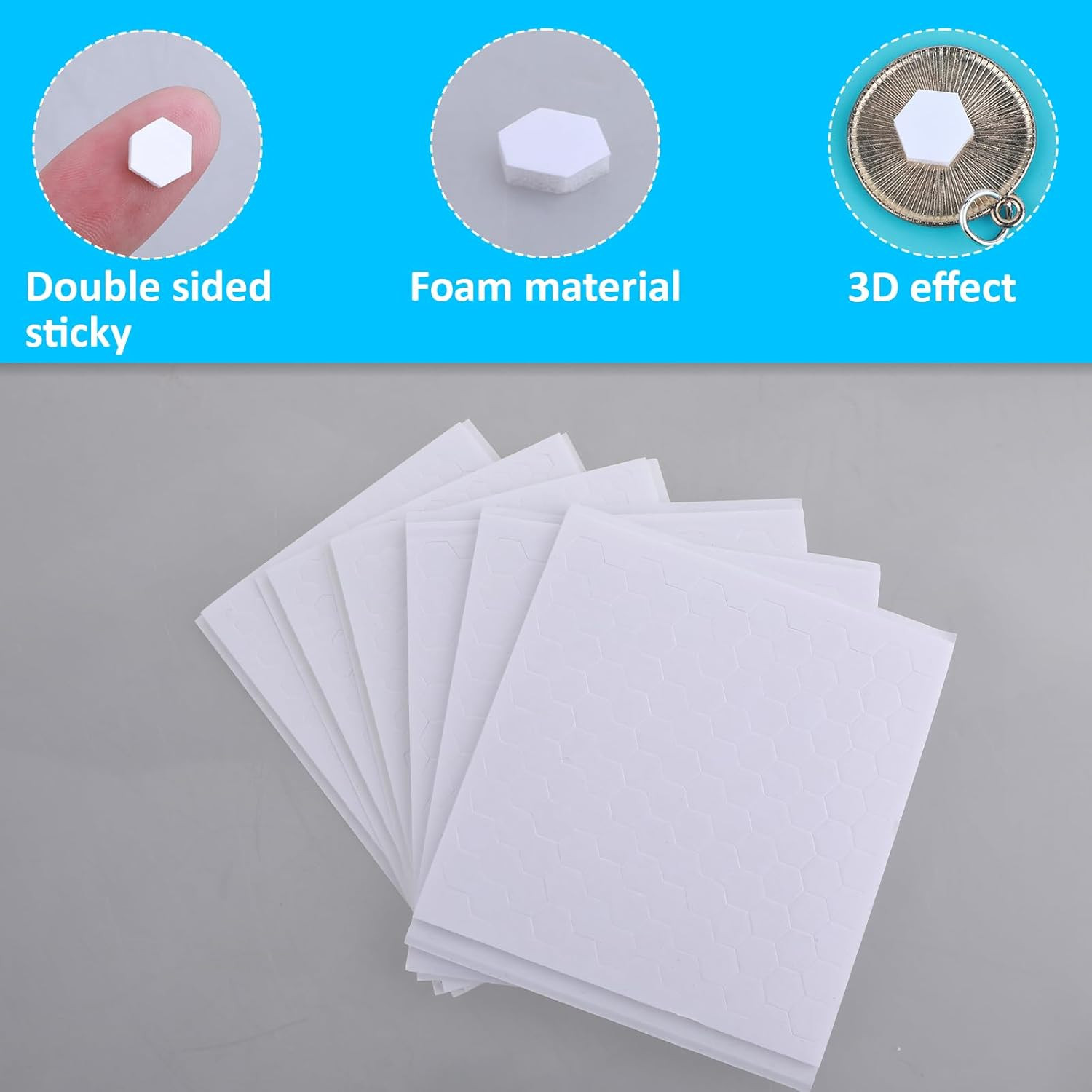 1020PCS Foam Dots Squares 3D Adhesive Pads Double Sided for Crafts Scrapbooking