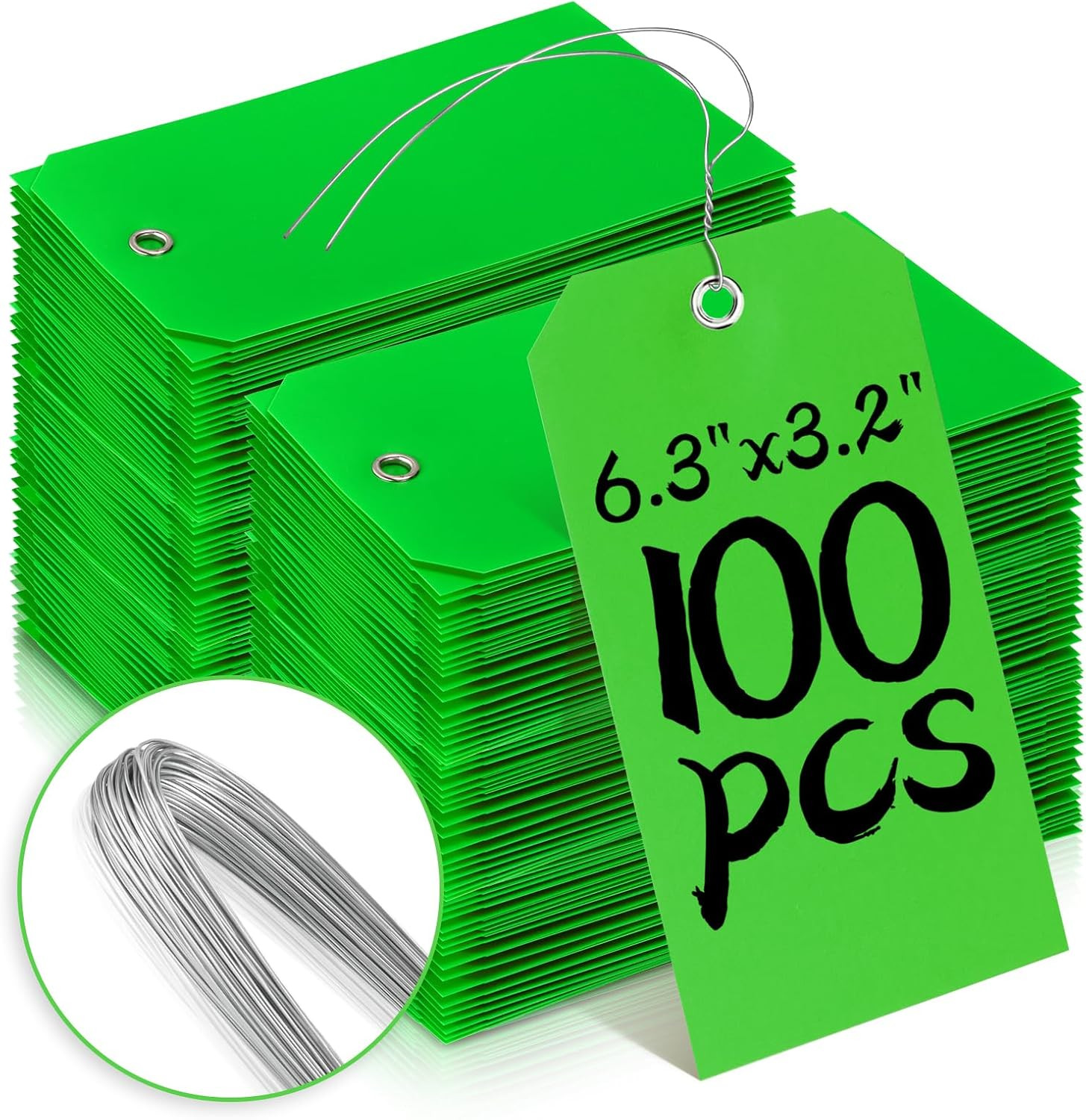100 Pcs Tags with Wire Shipping Tags with String Write on Stacking Service for E