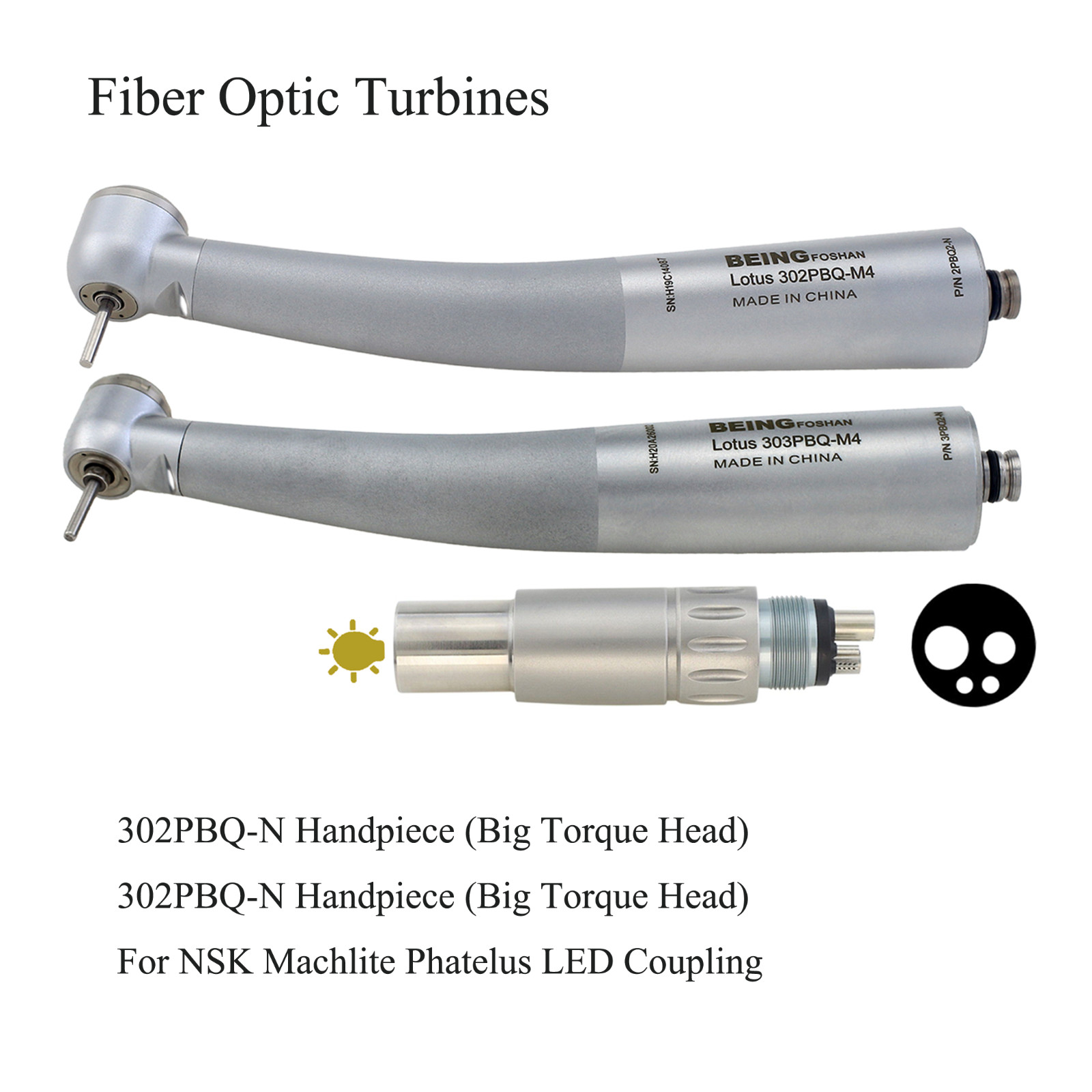 BEING Dental High Speed Handpiece Turbine LED Fiber Optic 4 6Hole Coupler NSK