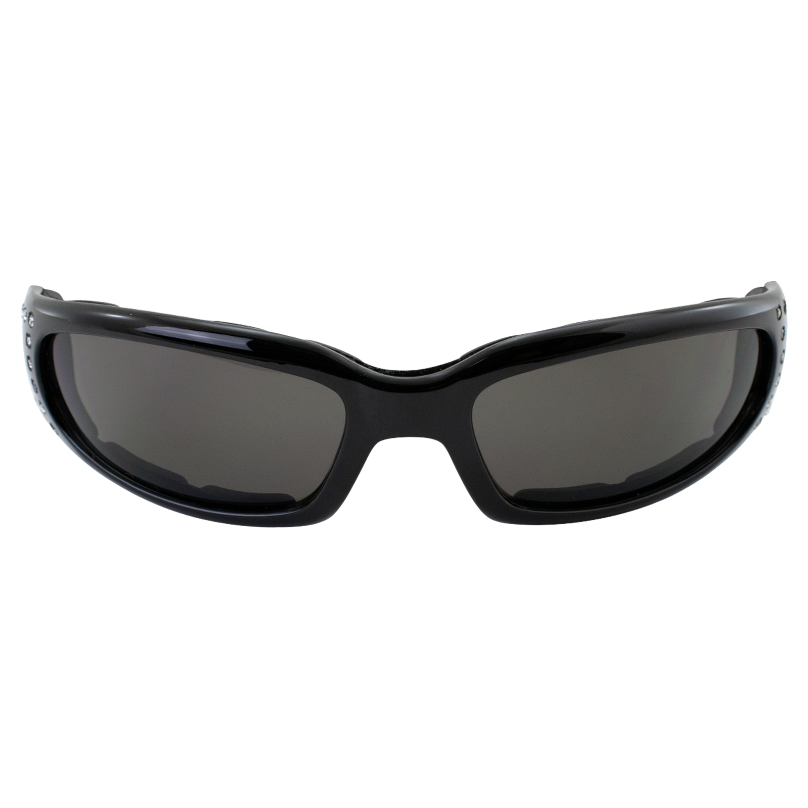 Set of 2 Women Motorcycle Padded Riding Glasses Clear & Smoke with Rhinestones