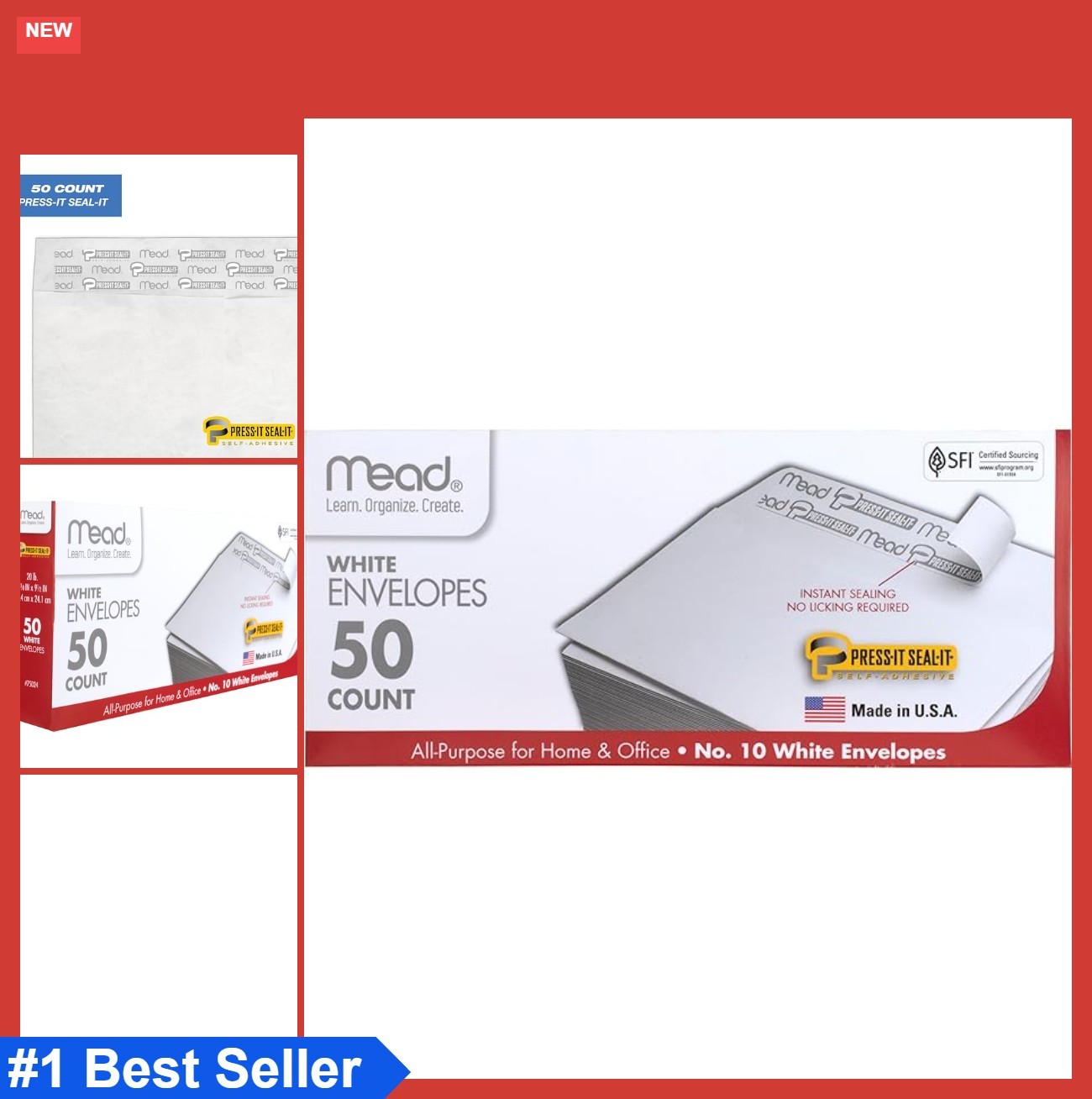 White Clasp Envelopes #10 4.125×9.5 Inches 50 Pack Self-Seal for Letters