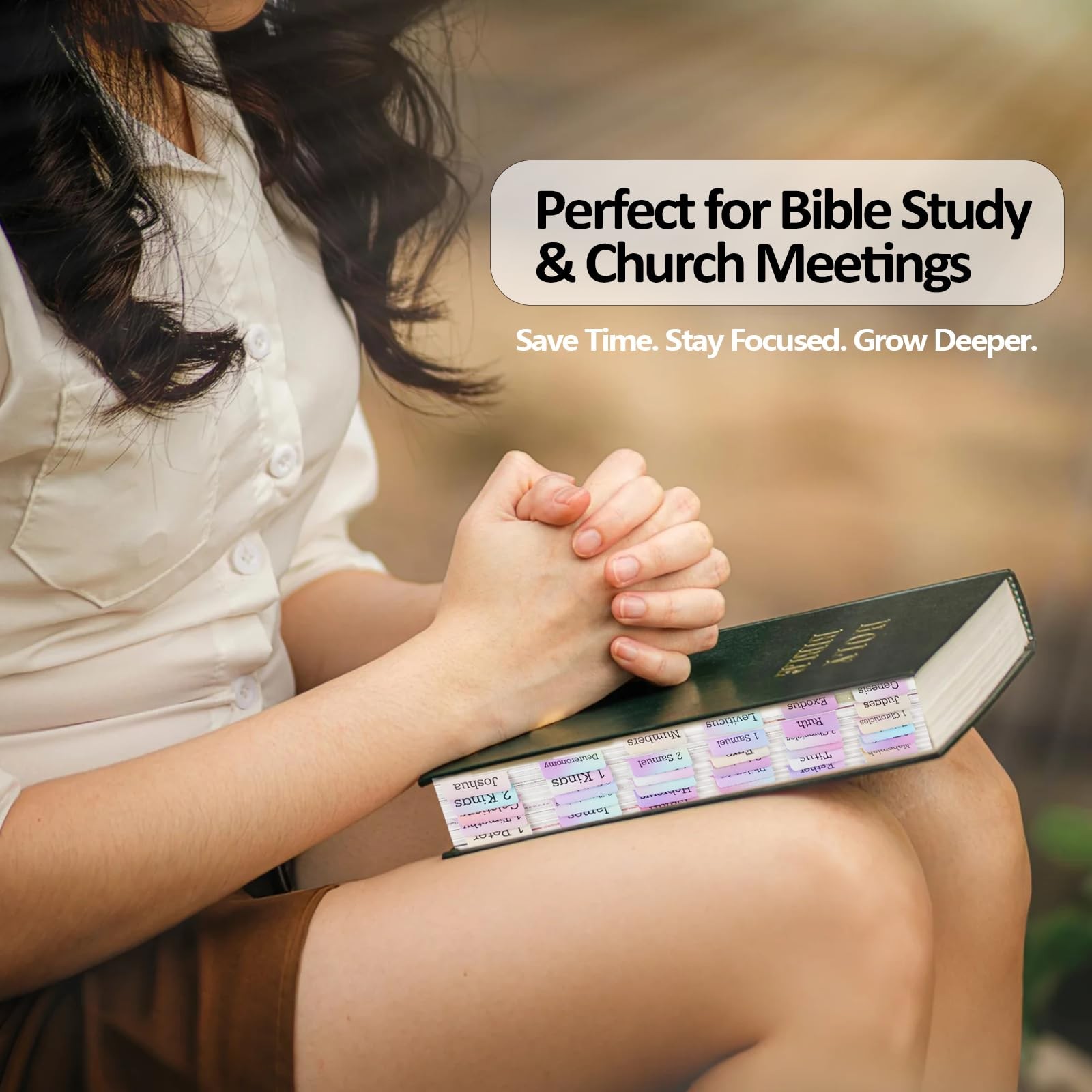Laminated Bible Tabs for Women&Men，75 pcs Large Print for Bible Study,Rainbow…