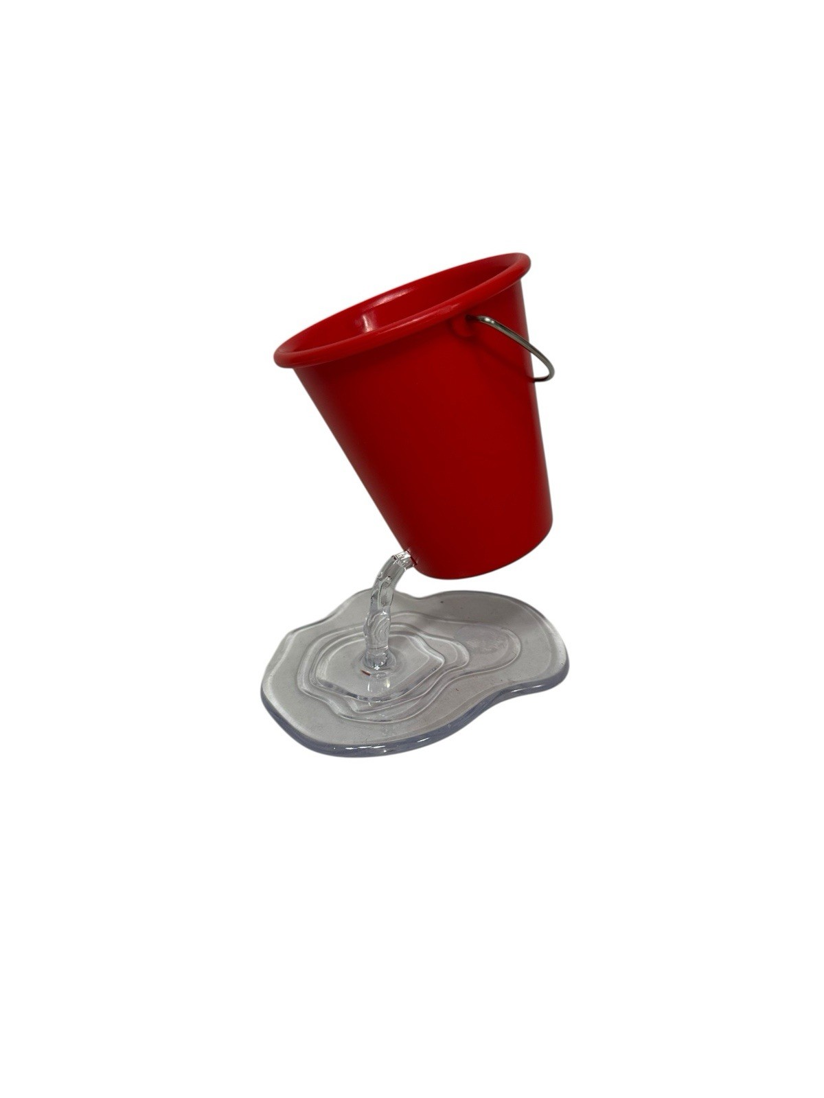 NEW novelty office desk organizer stationary bucket spill red