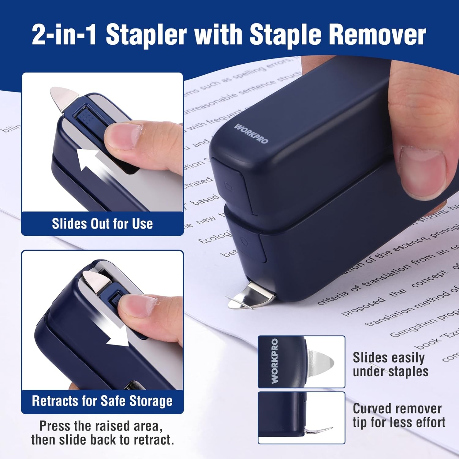 WORKPRO 2-in-1 Stapler with 2000 Staples & Staple Remover 40 Sheet Capacity USA