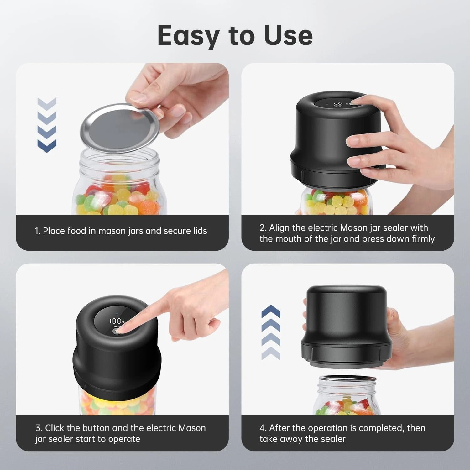 Electric Mason Jar Vacuum Sealer Kit for Wide Mouth and Regular Mouth Mason Jars