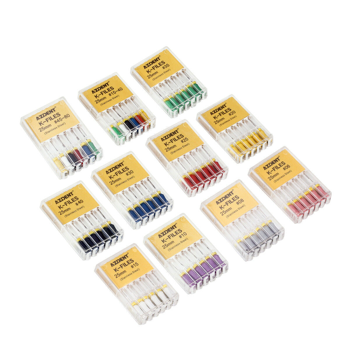 AZDENT Dental Endo Root Canal Files Stainless Steel K-Files Hand Use 25/21mm