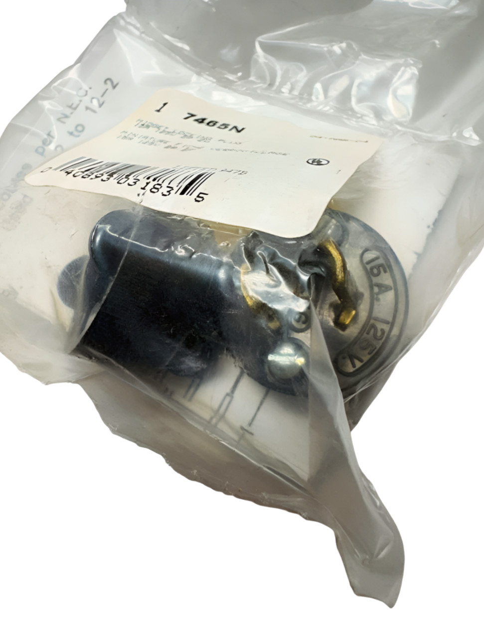 Cooper 7465N Midget Locking Male Plug, 15A, 125V, 2-Pole, 2-Wire