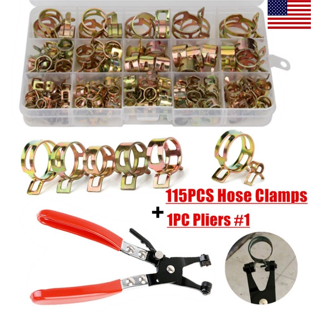 115Pcs Spring Clip Clamping Hose Clamp Sealing Fuel Radiator Silicone Air Pipe