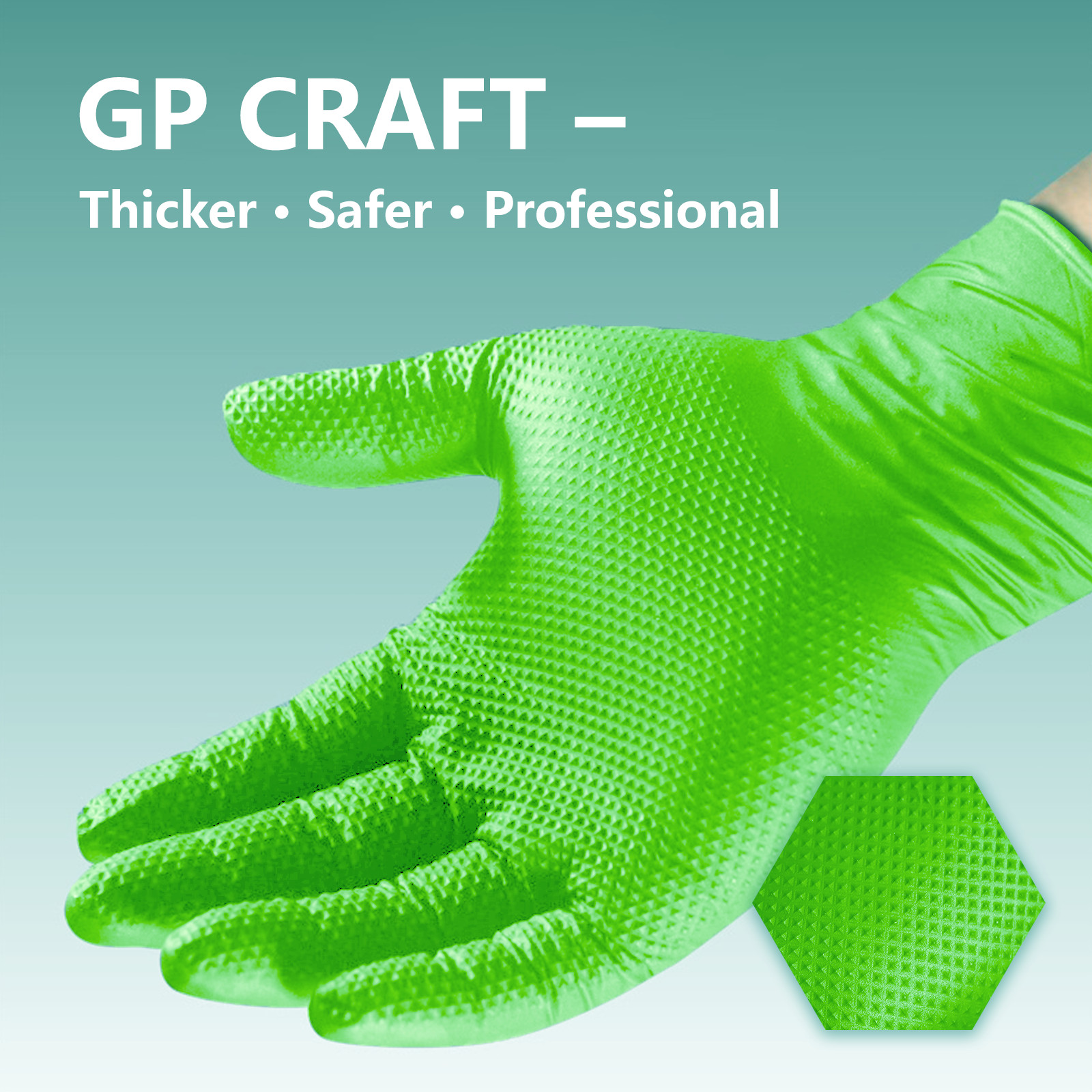 Heavy Duty Green Industrial Nitrile Gloves with Raised Diamond Texture, 8-mil