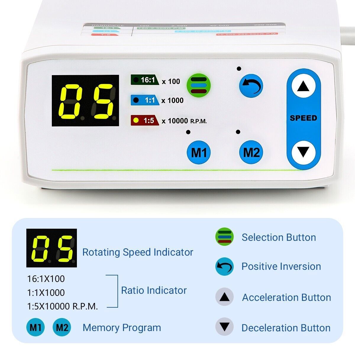 AZDENT Dental LED Brushless Electric Micro Motor 4 Holes LED Micro Motor