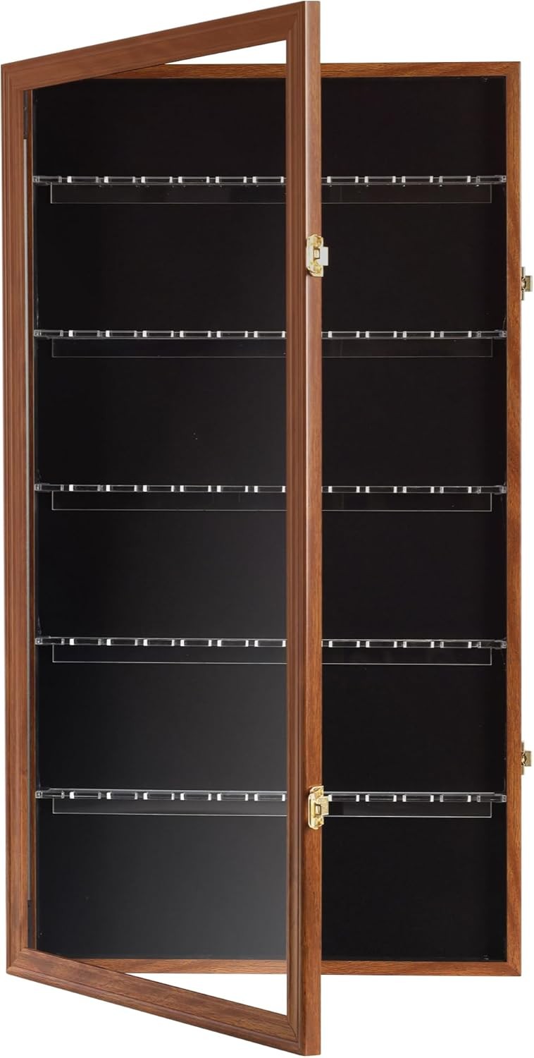 60 Souvenir Spoon Tea Display Case Rack Holder Wall Small, Walnut