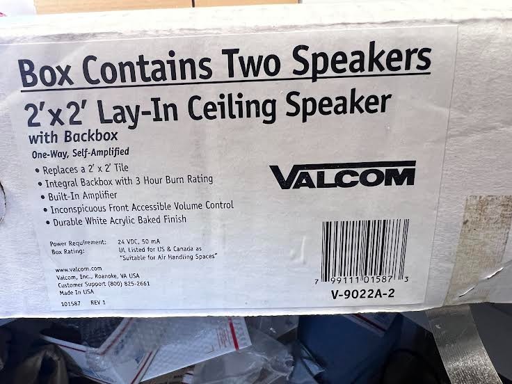 Valcom Clarity 2 Pack 2ft X 2ft Lay-In Ceiling Speakers V9022A-2 New