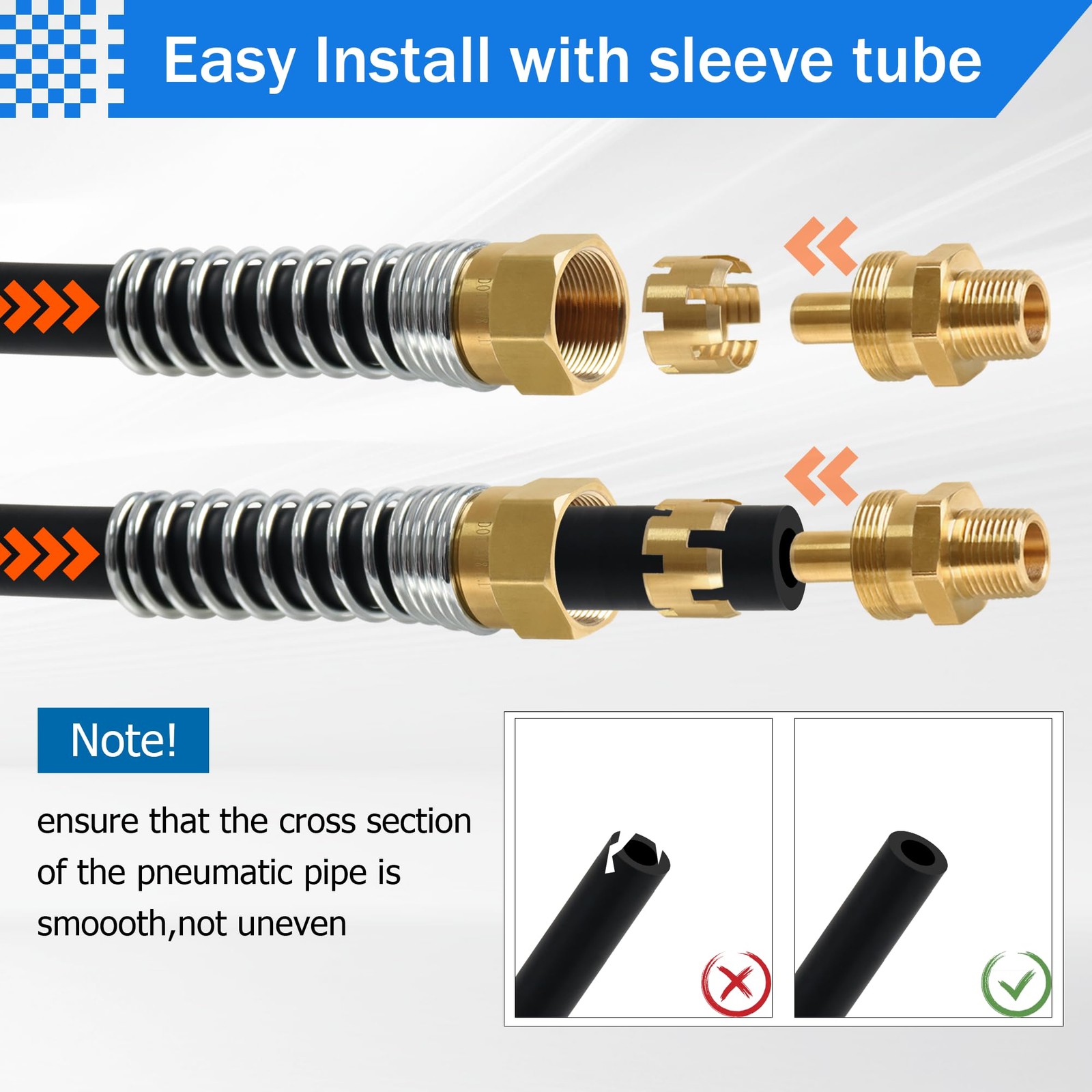 10PCS 3/8″ Brass DOT Air Brake Hose End Fitting Sleeve Tube