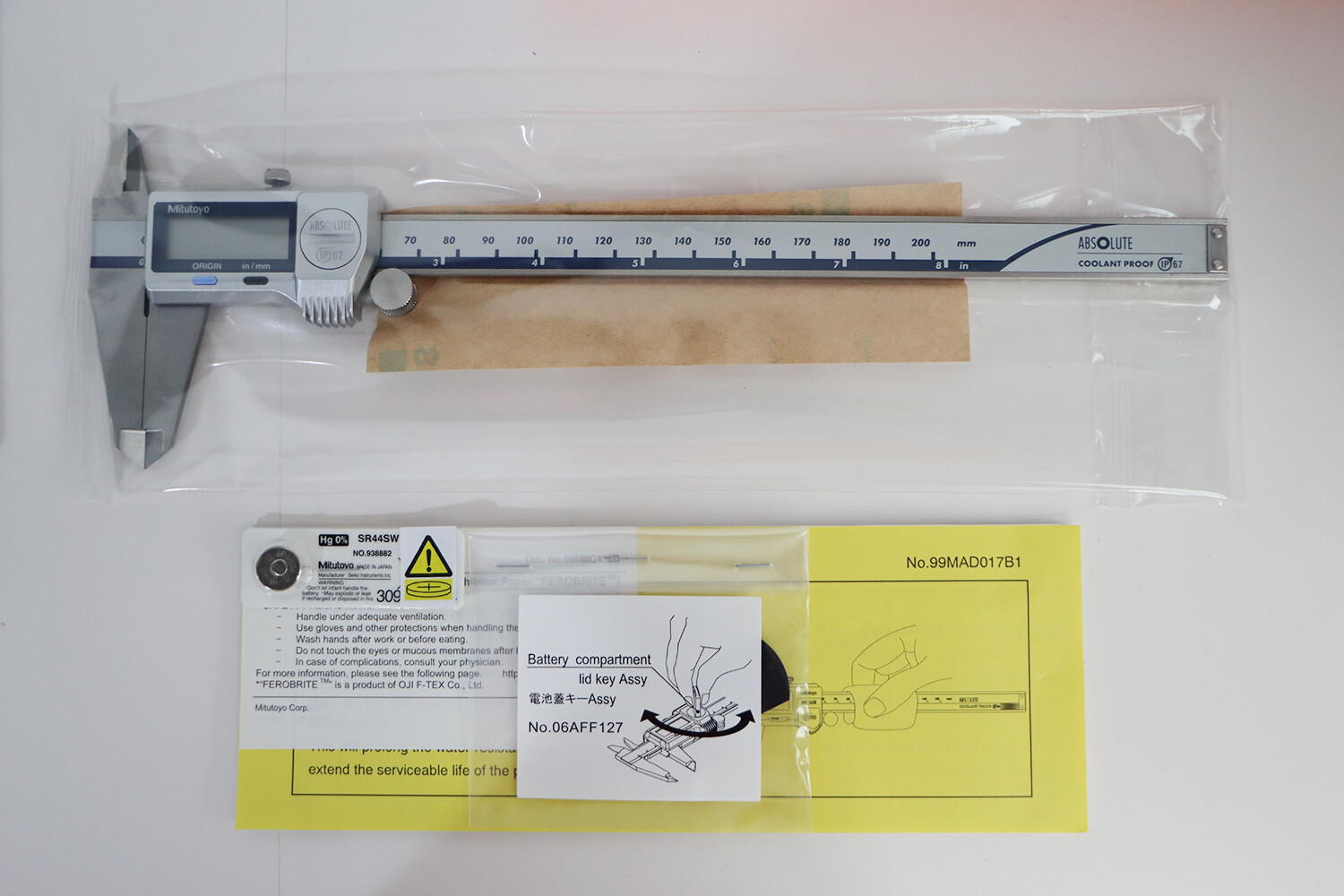 Mitutoyo 500-753-20 Caliper, Digital, 0-8″/0-200mm, Coolant Proof, No SPC Output