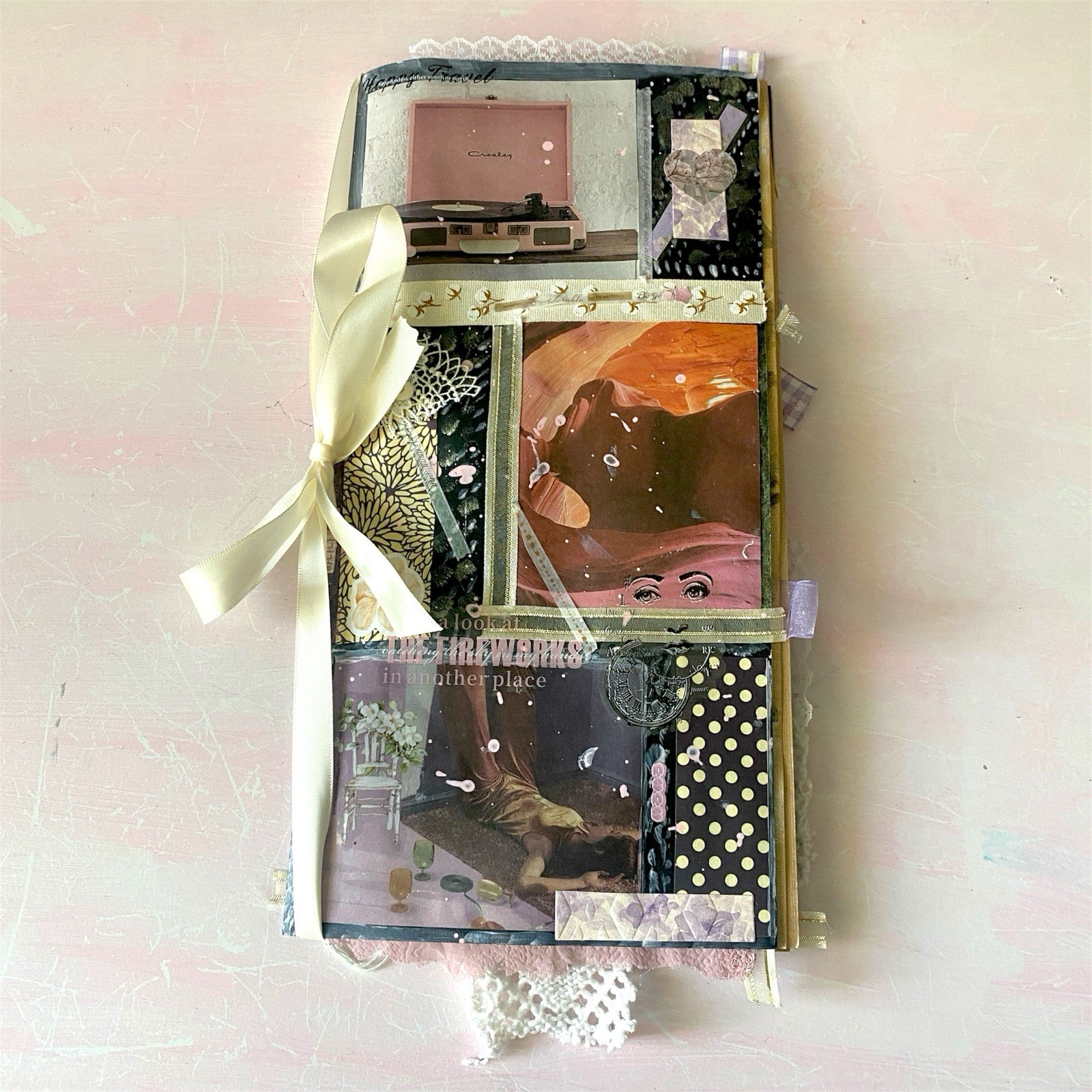 Handmade Art Junk Journal Mixed Media Collage Book Abstract Cardstock 12×6”