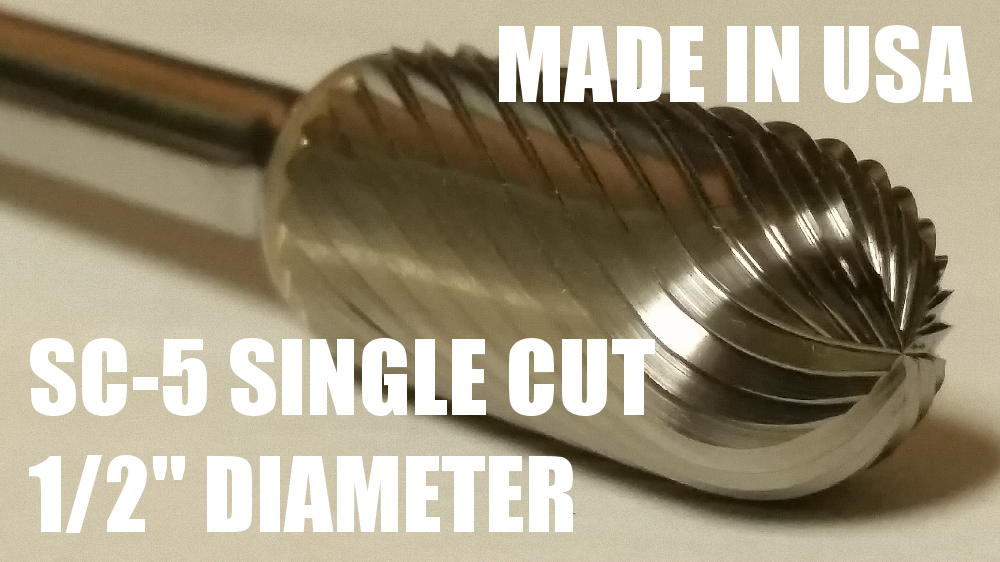 SC5S Cylindrical Radius 1/2″ Carbide Burr Bur Tool Die Grinder Bit 1/4″ Shank