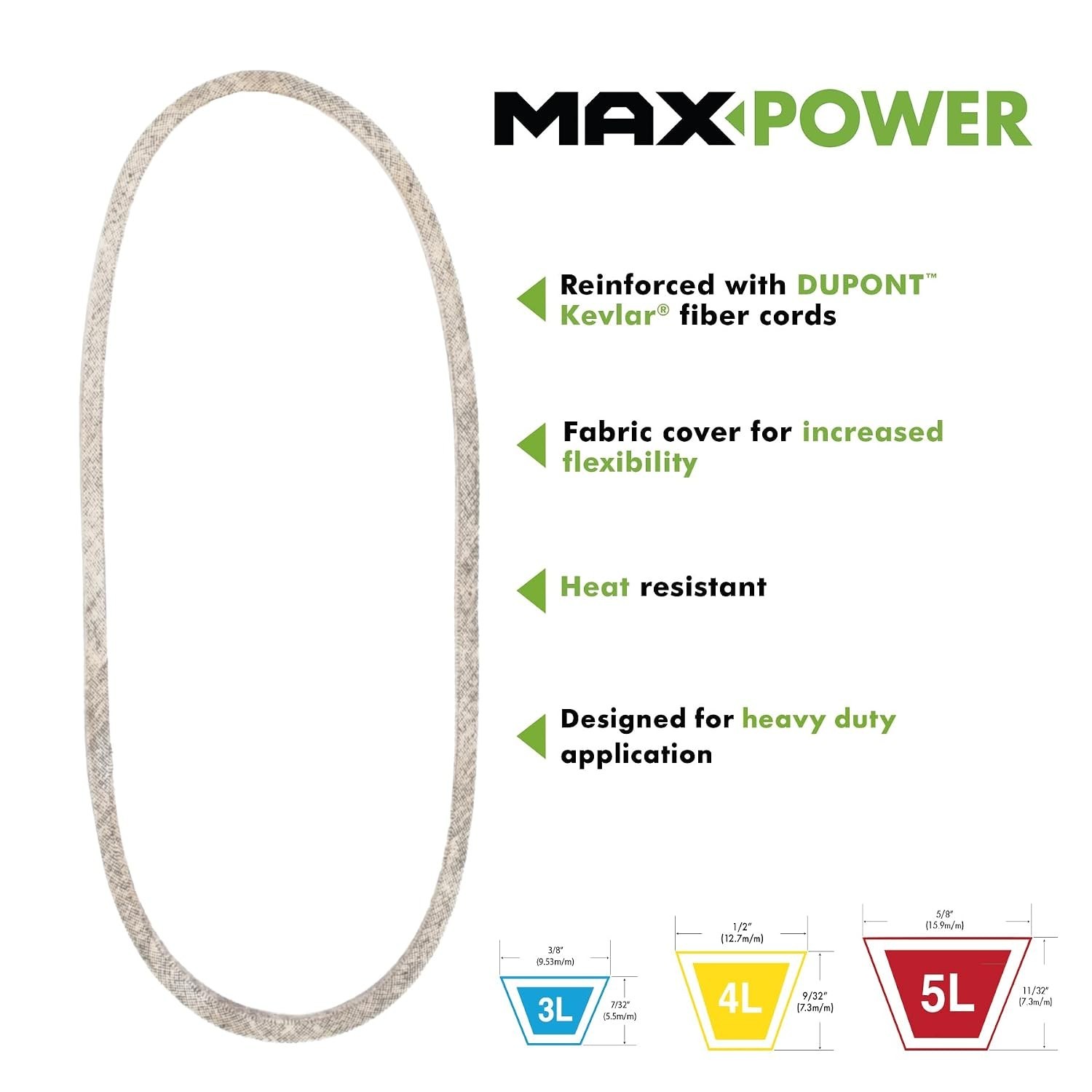 Drive Belt 5/8 x 29 Kevlar Reinforced Premium Maxpower 347574 Fiber Cords