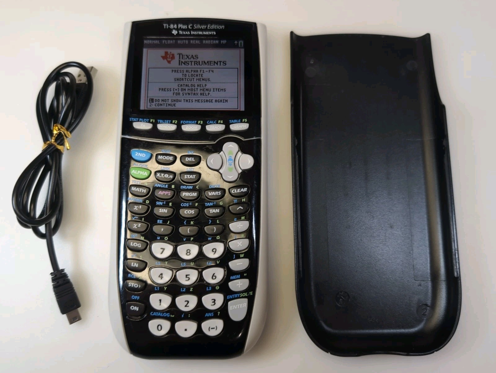 TI-84 Plus C Silver Edition Graphing Calculator -TESTED W/ USB Cable And Case
