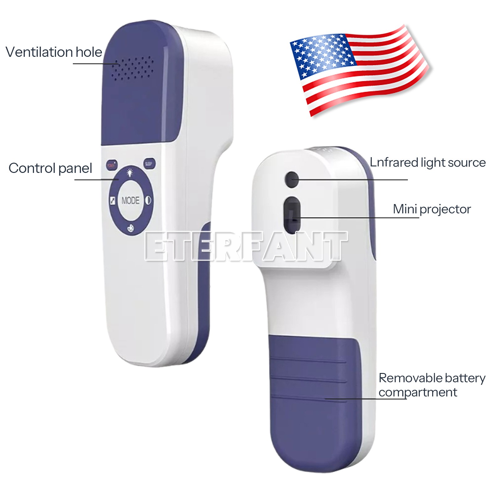 ETERFANT Portable Vein Finder Locator Blood Vessel Device Handheld Vein Detector