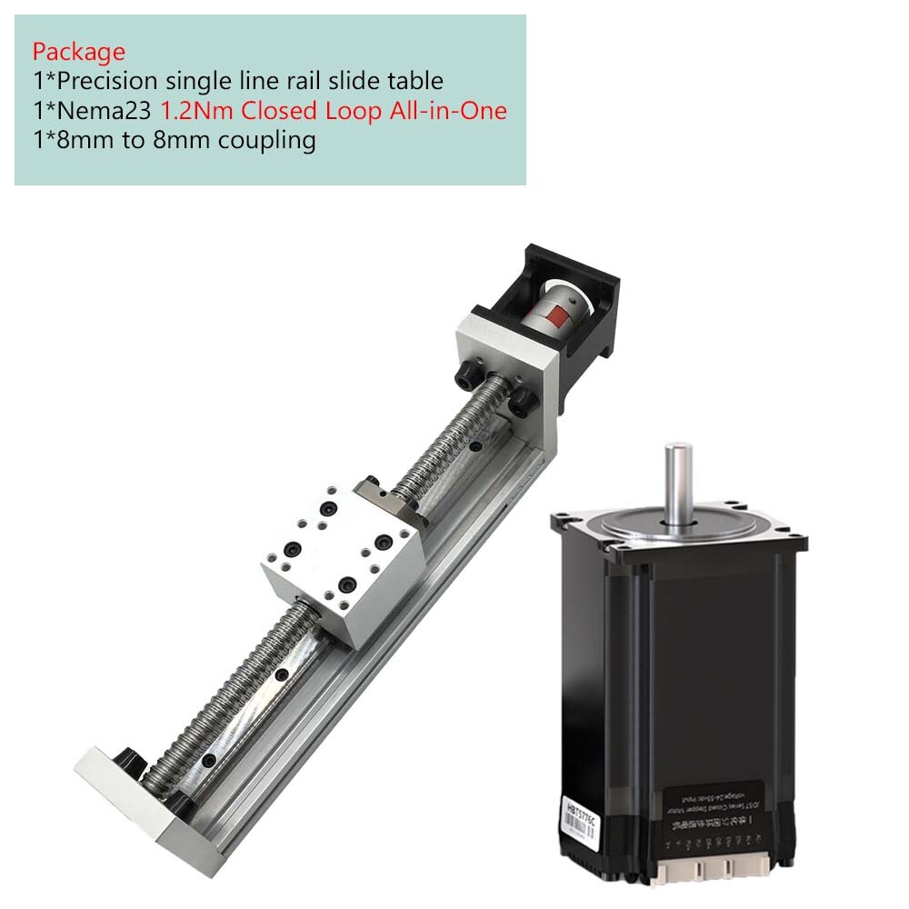 Linear Nema23 slide table actuator module 60kg load 100-300mm stroke motor kit
