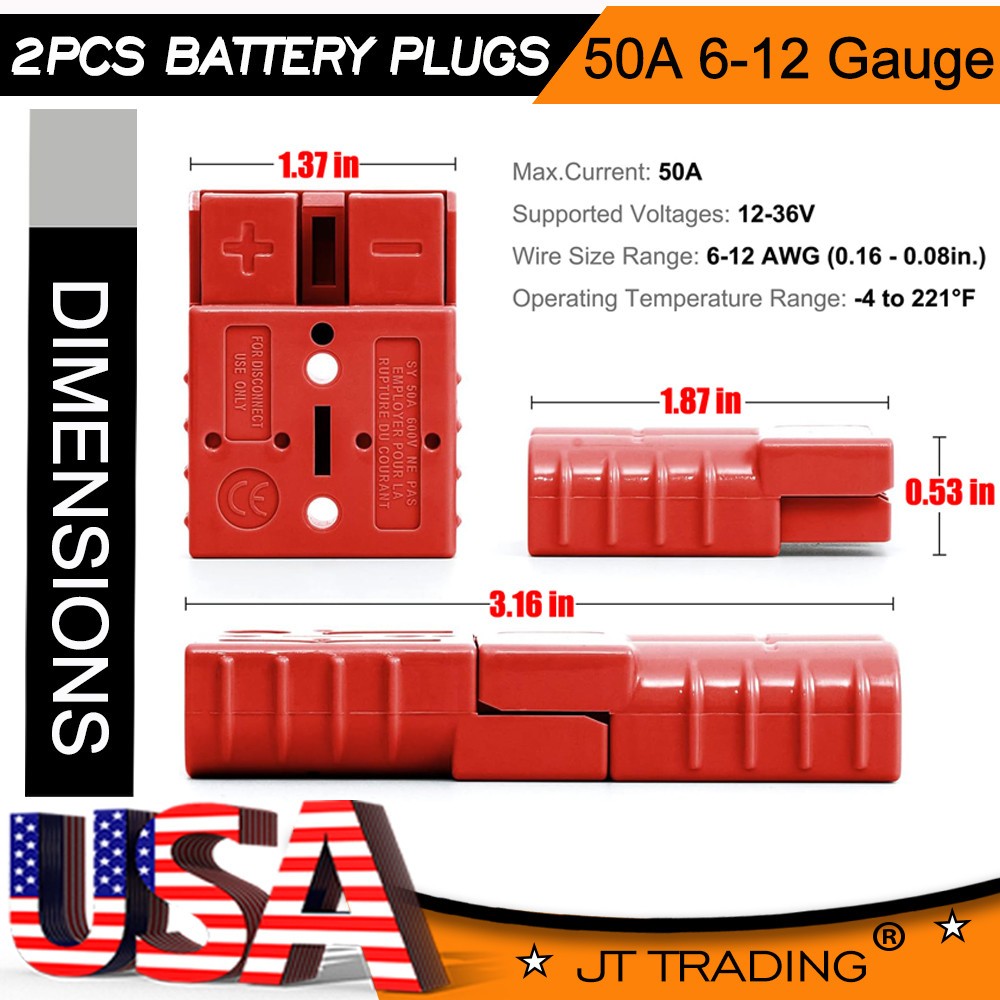 175A/50A Battery Quick Connect Wire Harness Plug Disconnect Winch Connector Kit