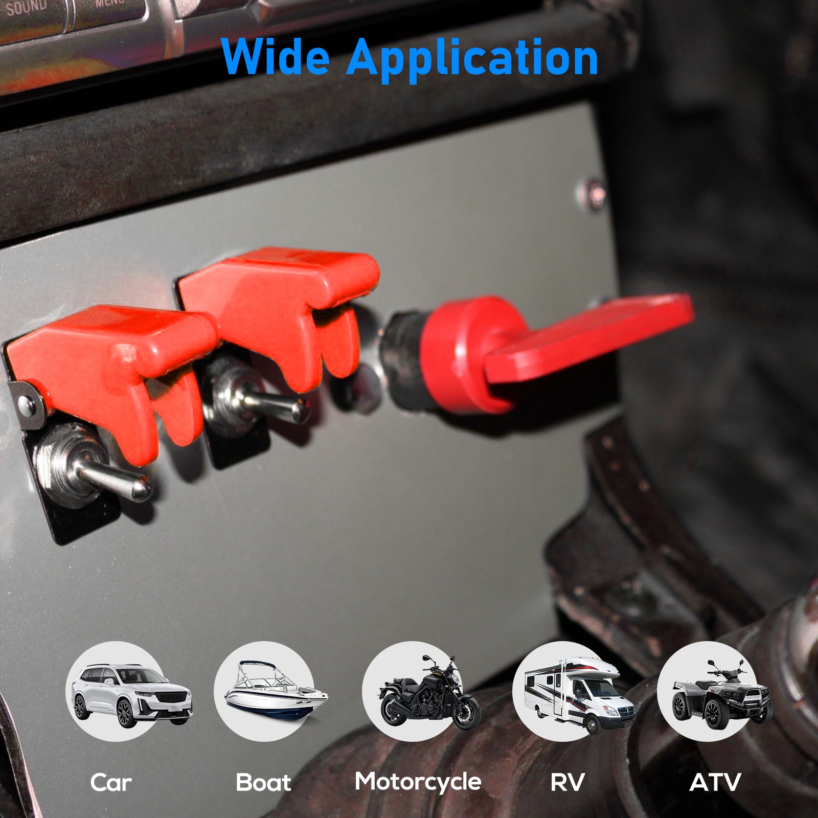 6pcs SPST ON/Off 2Pin Heavy Duty Rocker Toggle Switch with Cover 12V 20A for Car