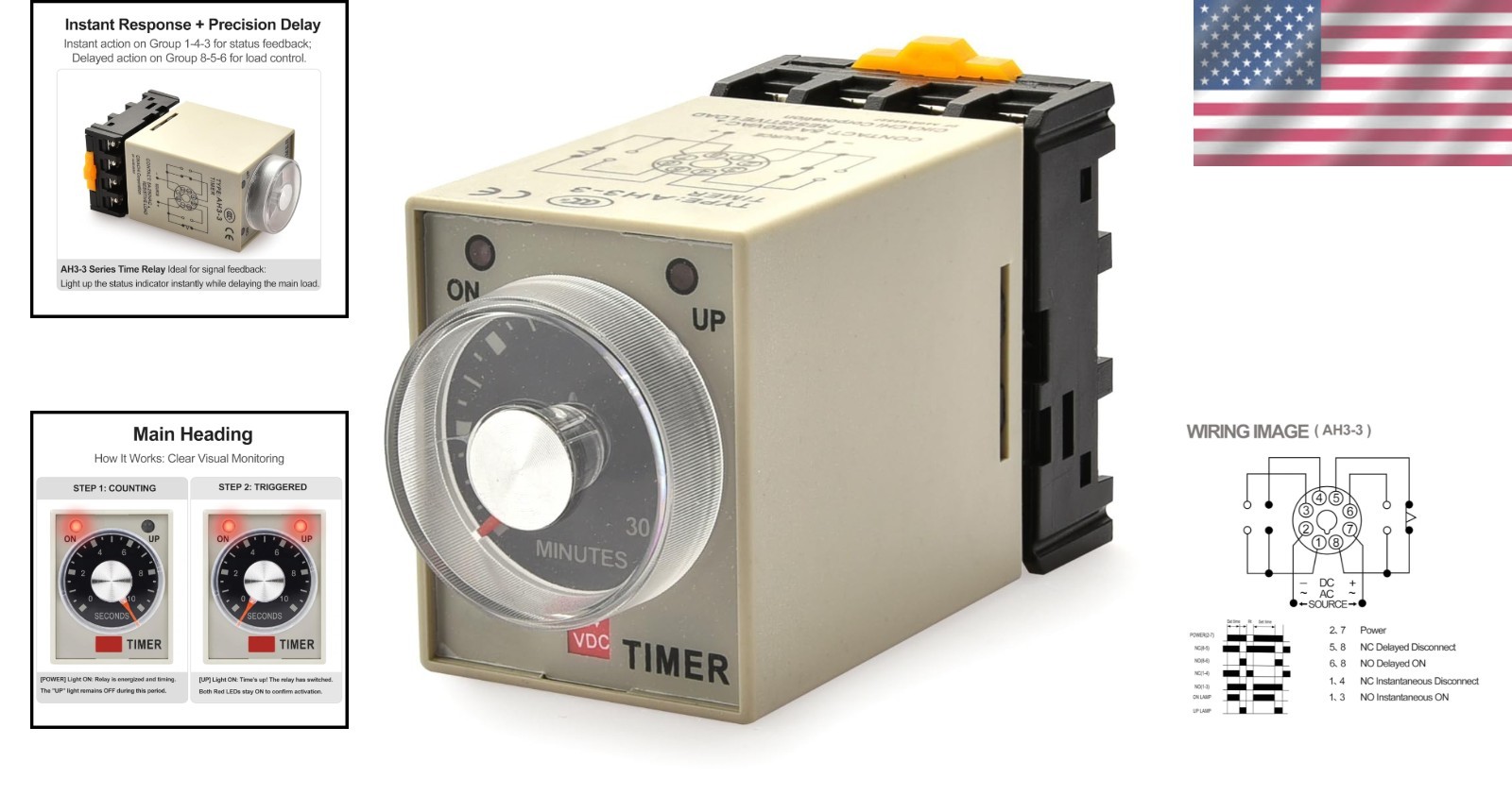 AC 220V Timer Delay Relay – DPDT 60-Minute Power-On Delay with LED Indicators