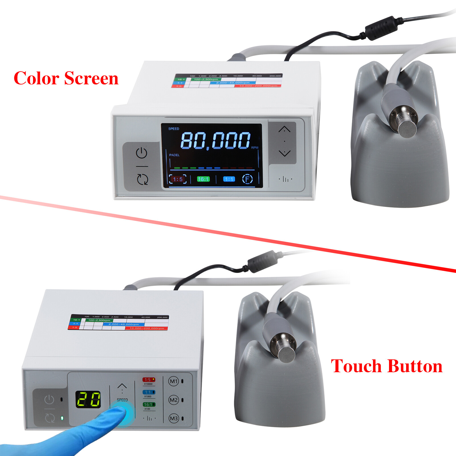 Dental LED Electric Micro motor Touch Button /Built-In Micromotor 1:5 1:1 CICADA
