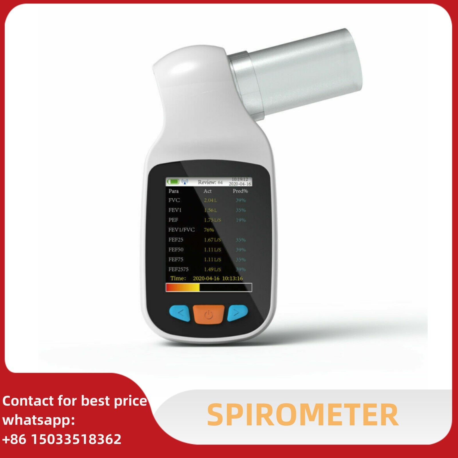 handheld Spirometer Pulmonary Function Lung Volume Device Bluetooth NEW 70b
