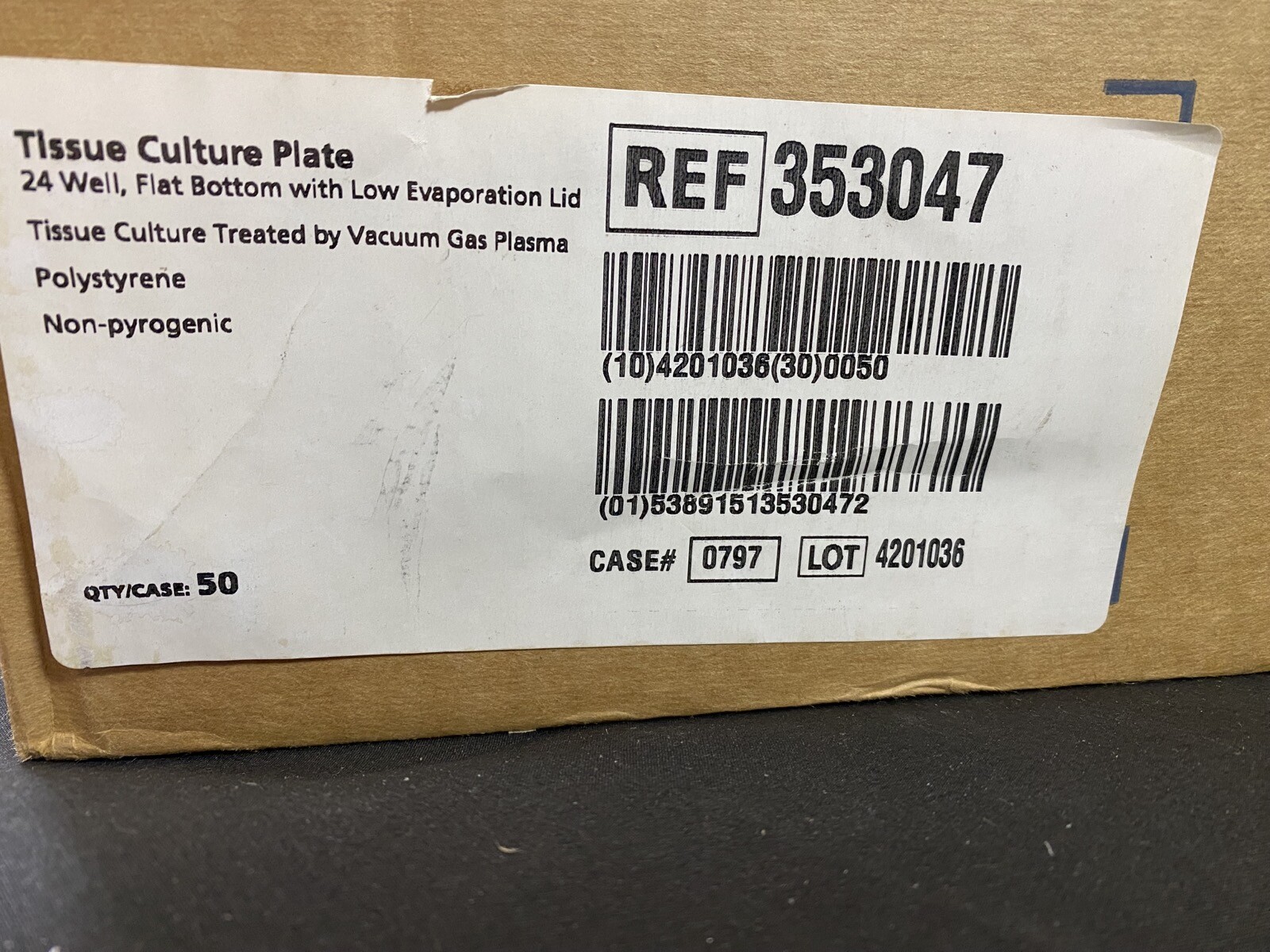 FALCON Polystyrene 24-Well Flat Bottom Tissue Culture Plate 353047 (50/cs)