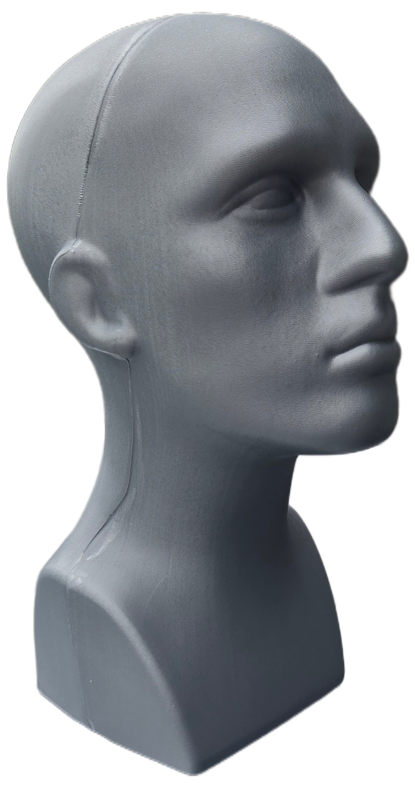 15″ Tall, Male Mannequin Head, Table Top Display, Durable PE Plastic, Grey