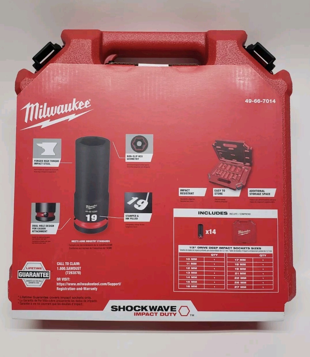 Milwaukee Shockwave 1/2″ Drive Impact Socket set Deep Well Metric 14 piece MM