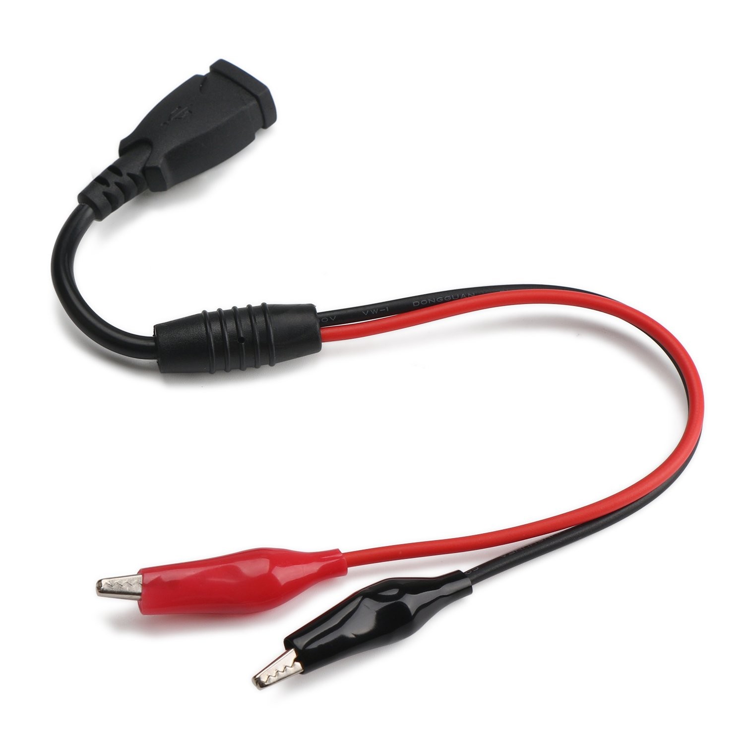 2PCS 18AWG USB to Alligator Clips Cable 13.35 Inch Red Black Test Wire