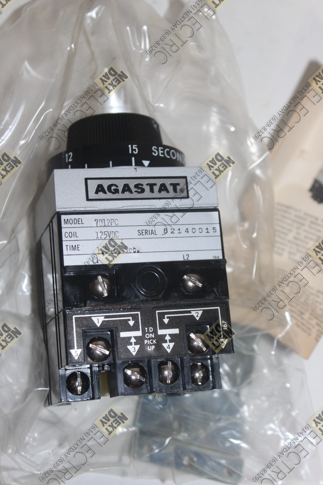 Agastat, 7012PC, Timing Relay 1.5-15 Seconds 1.5-15s Timer E7012PC003