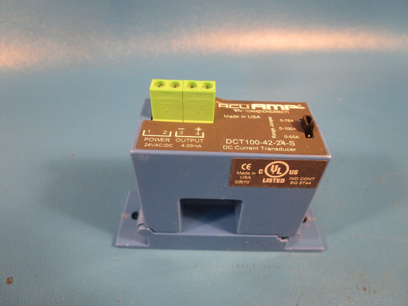 Automation Direct DCT100-42-24-S, AcuAmp, DC Current Transducer, 24VAC/DC, 4-20m